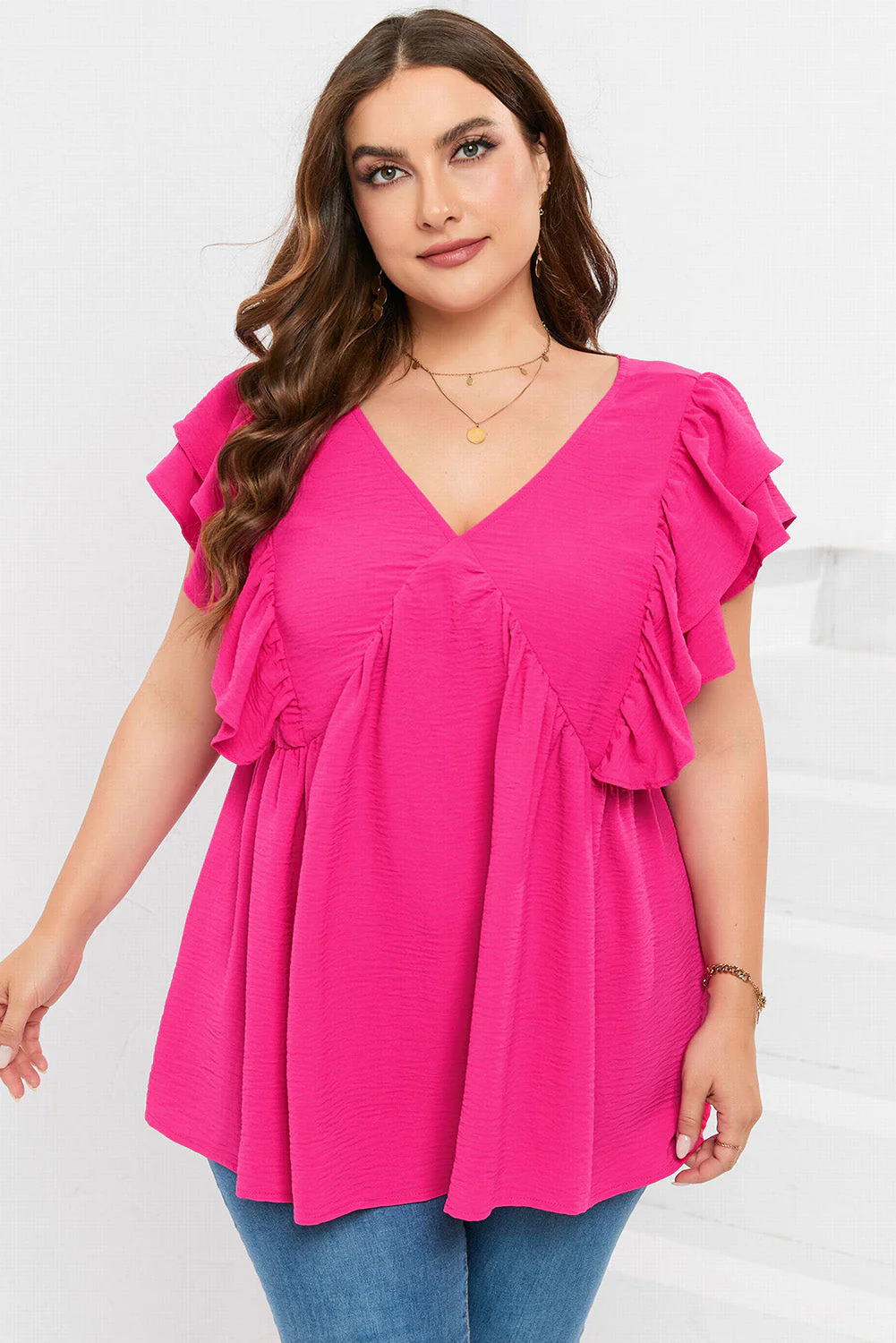 Plus Size Ruffle tie back top